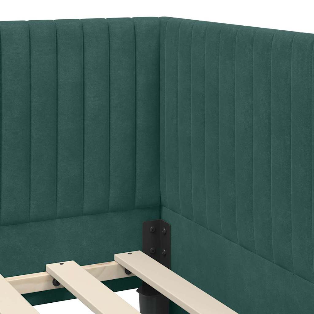 Kutni okvir kreveta Tamnozelena 90 cm x 200 cm Baršun