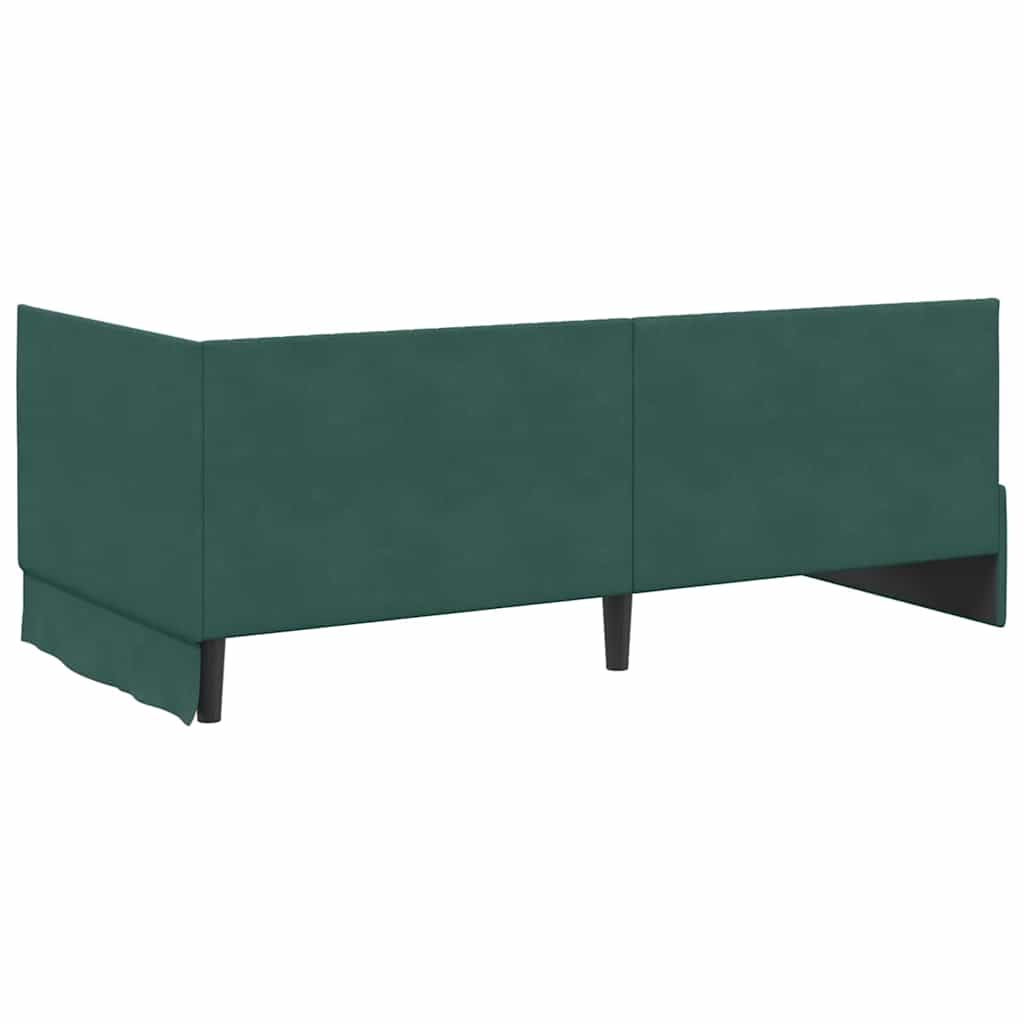 Kutni okvir kreveta Tamnozelena 90 cm x 200 cm Baršun