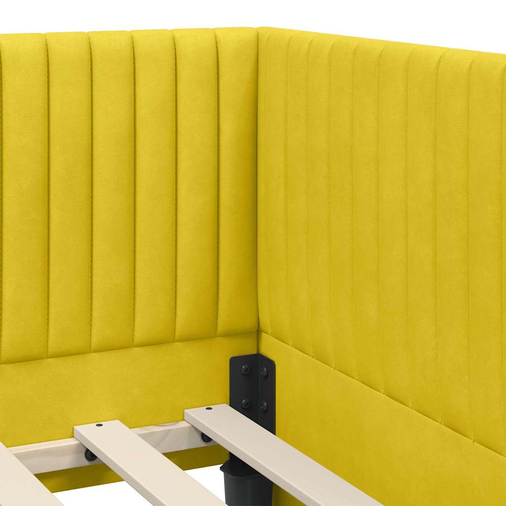 Kutni okvir kreveta s uzglavljem Žuta 90 cm x 200 cm Baršun