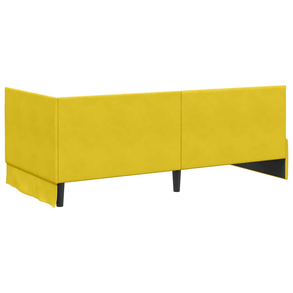 Kutni okvir kreveta s uzglavljem Žuta 90 cm x 200 cm Baršun