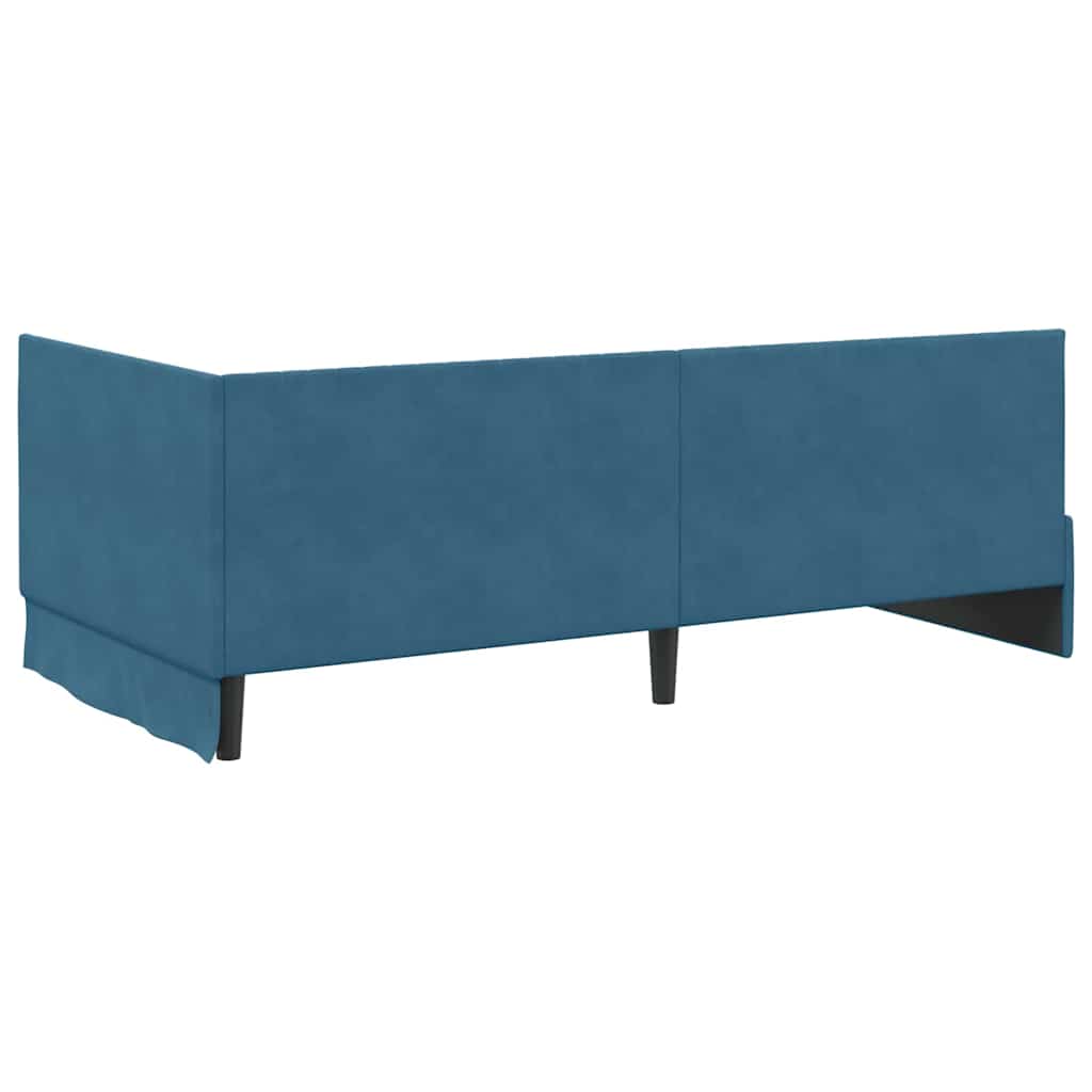 Kutni okvir kreveta s uzglavljem Plava 100 cm x 200 cm Baršun