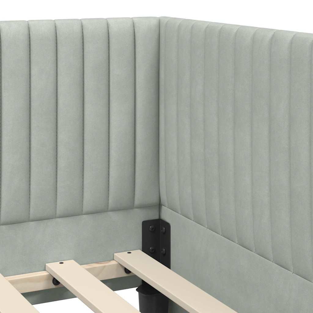 Kutni okvir kreveta Svijetlo siva 100 cm x 200 cm Baršun