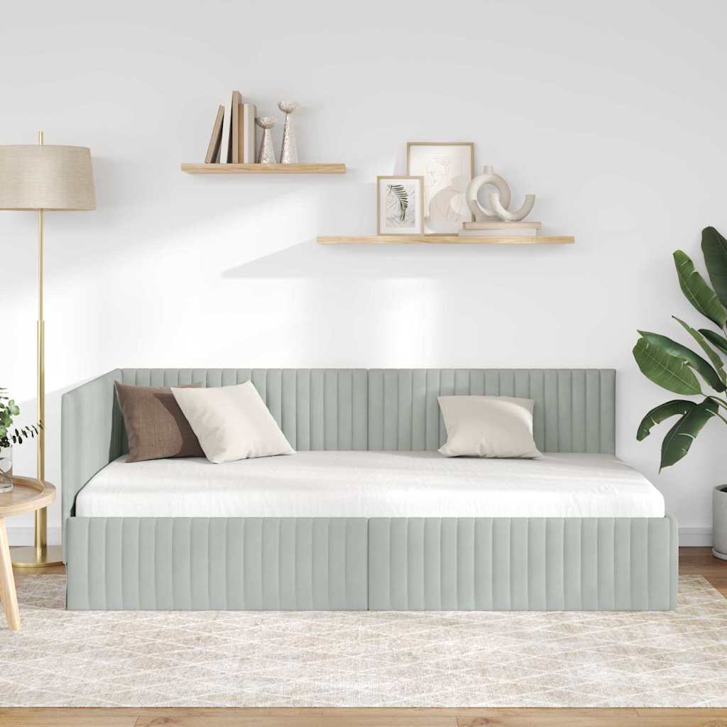 Kutni okvir kreveta Svijetlo siva 100 cm x 200 cm Baršun