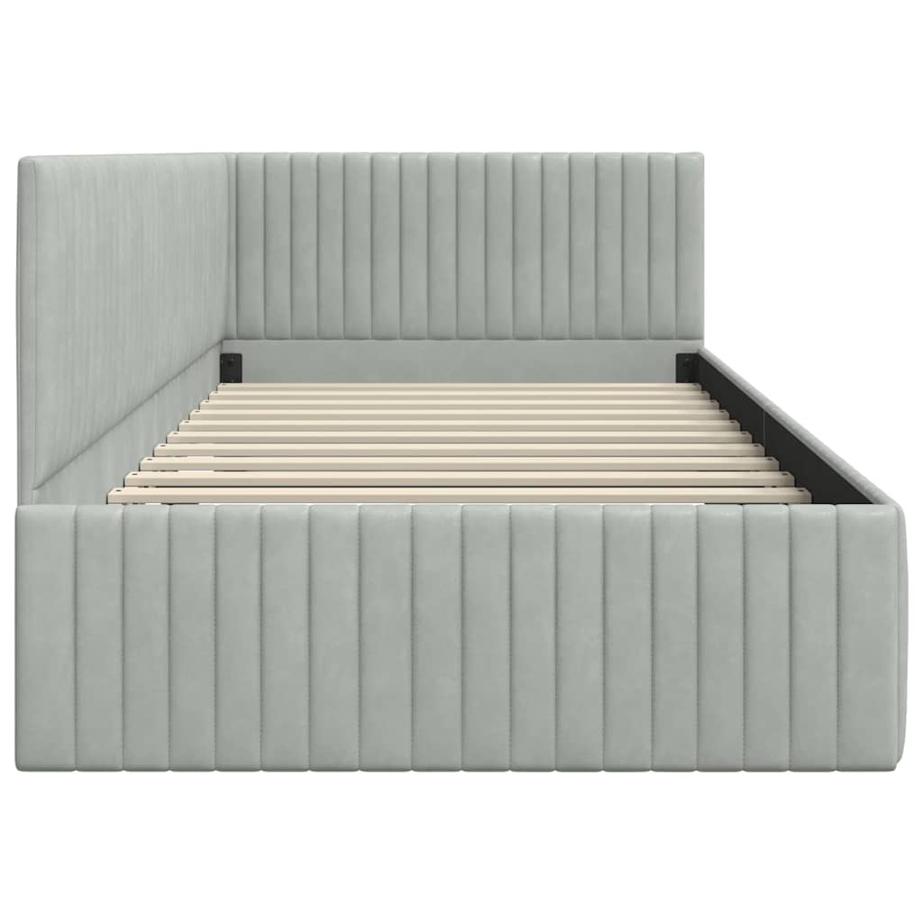 Kutni okvir kreveta Svijetlo siva 100 cm x 200 cm Baršun