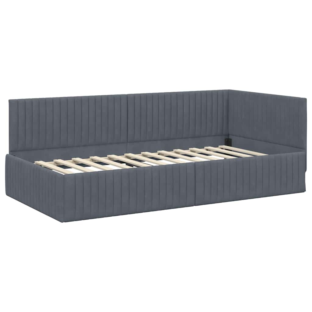 Kutni okvir kreveta Tamno siva 100 cm x 200 cm Baršun