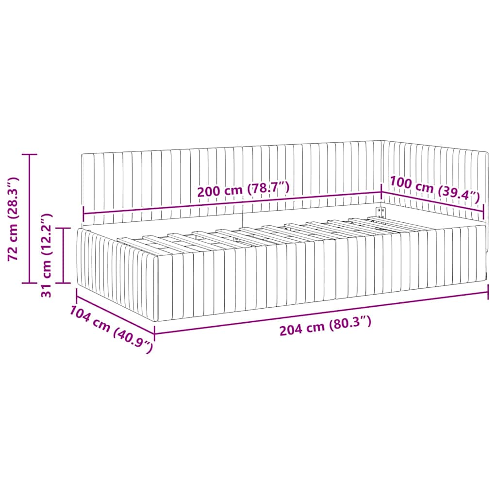 Kutni okvir kreveta Tamno siva 100 cm x 200 cm Baršun