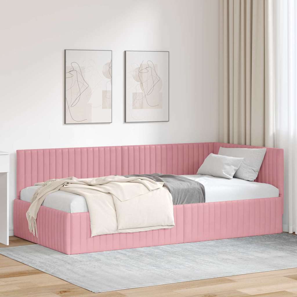Kutni okvir kreveta Ružičasta 100 cm x 200 cm Baršun