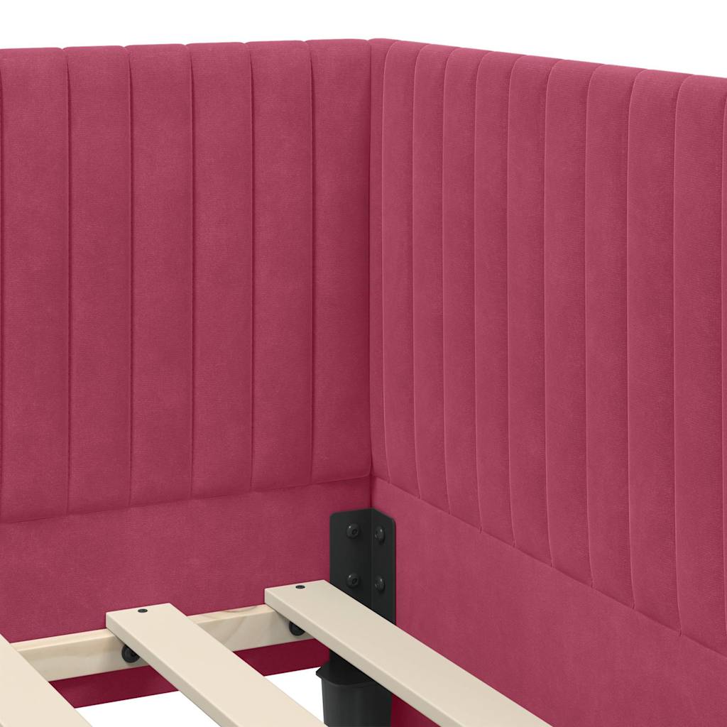Kutni okvir kreveta Vinska crvena 100 cm x 200 cm Baršun