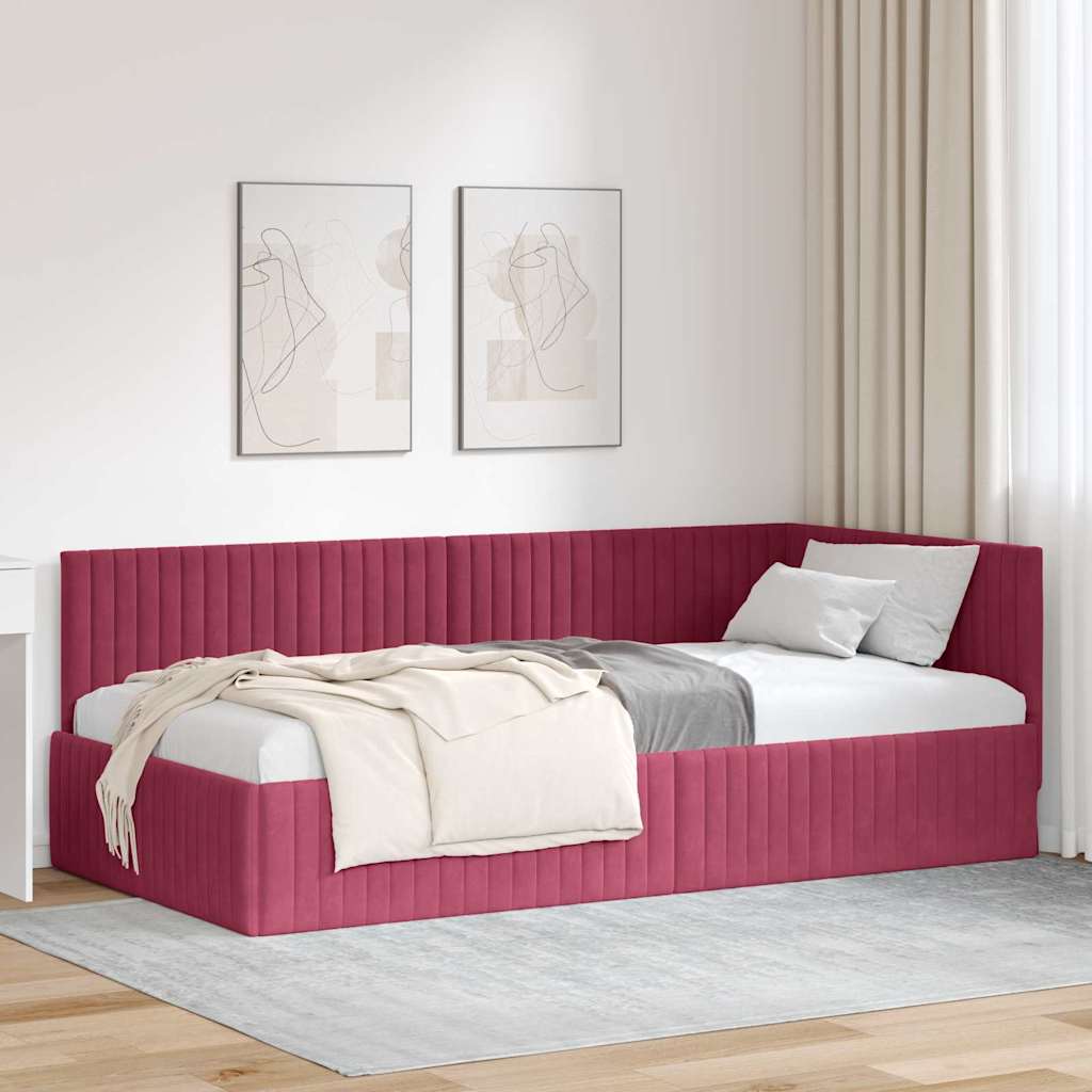 Kutni okvir kreveta Vinska crvena 100 cm x 200 cm Baršun