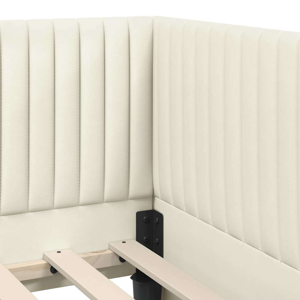 Kutni okvir kreveta s uzglavljem Krema 100 cm x 200 cm Baršun