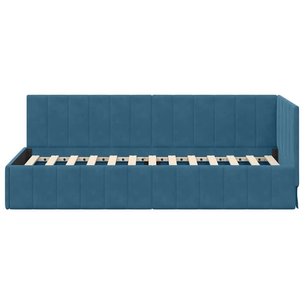 Kutni okvir kreveta s uzglavljem Plava 80 cm x 200 cm Baršun