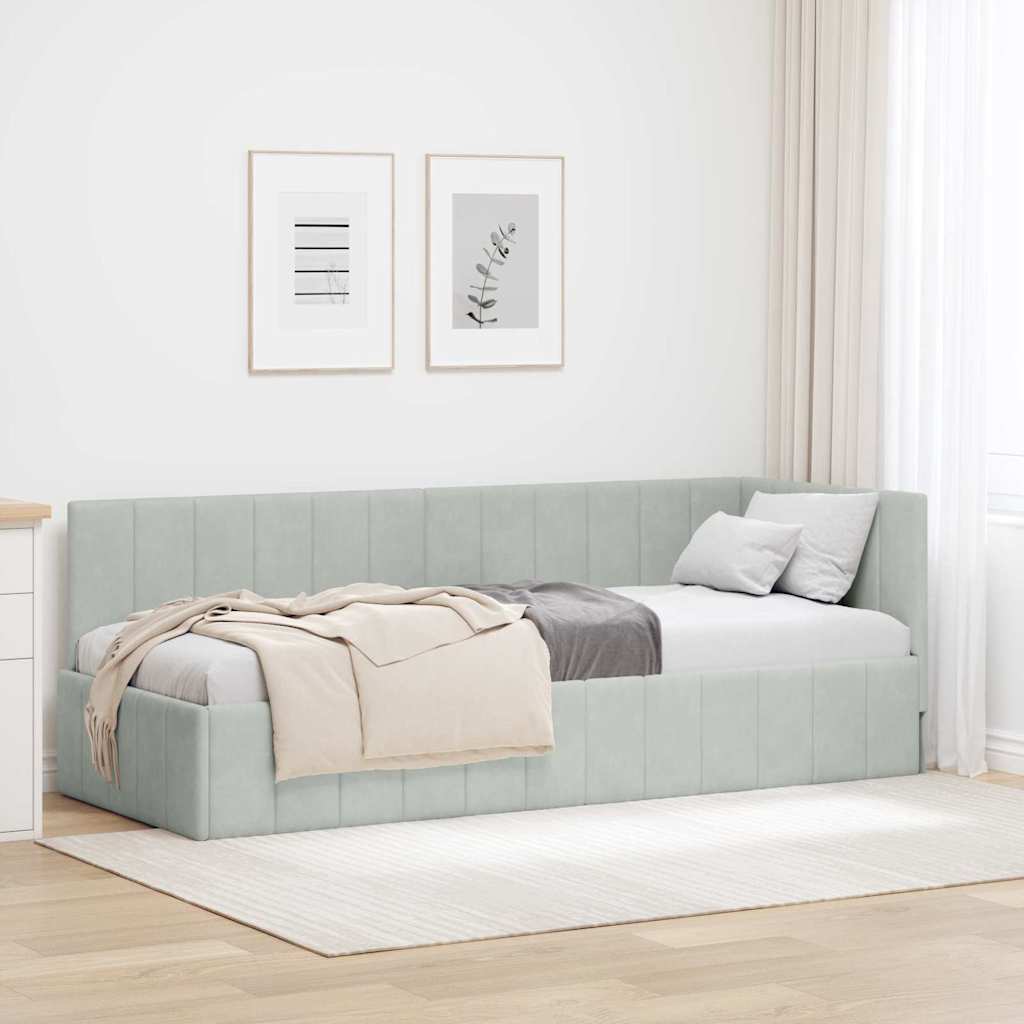 Kutni okvir kreveta Svijetlo siva 80 cm x 200 cm Baršun