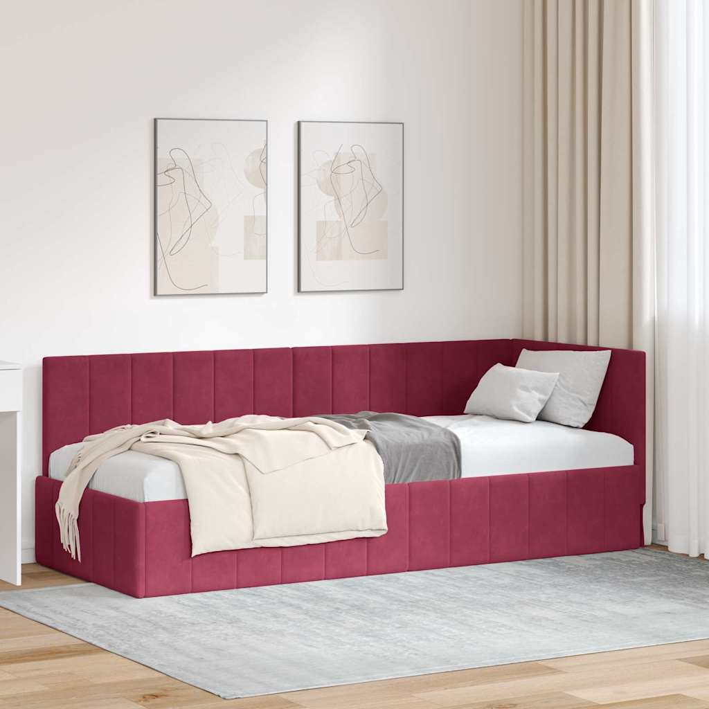 Kutni okvir kreveta Vinska crvena 80 cm x 200 cm Baršun