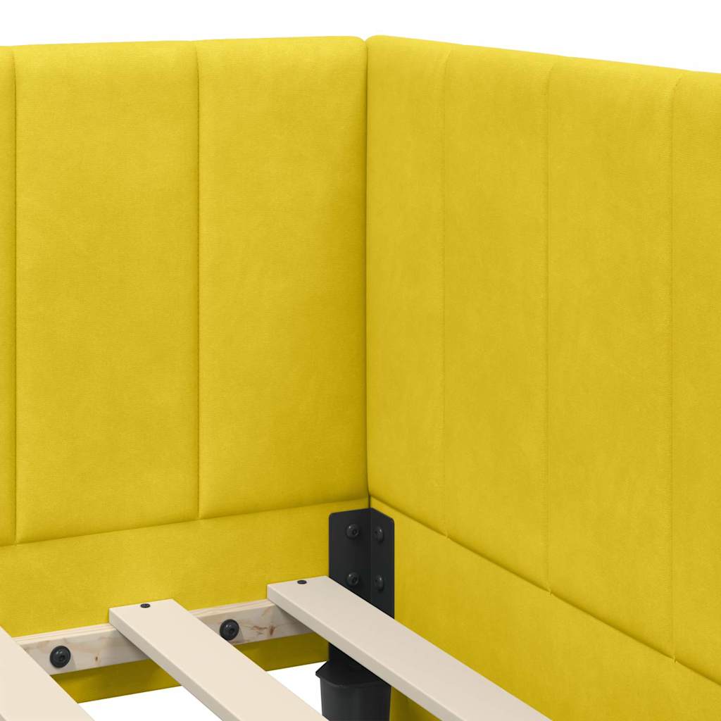 Kutni okvir kreveta s uzglavljem Žuta 80 cm x 200 cm Baršun