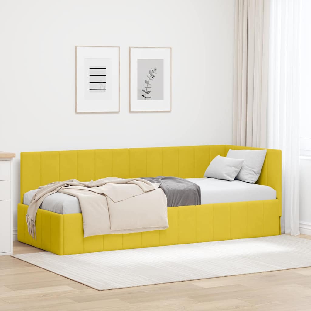 Kutni okvir kreveta s uzglavljem Žuta 80 cm x 200 cm Baršun