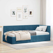 Kutni okvir kreveta s uzglavljem Plava 90 cm x 190 cm Baršun