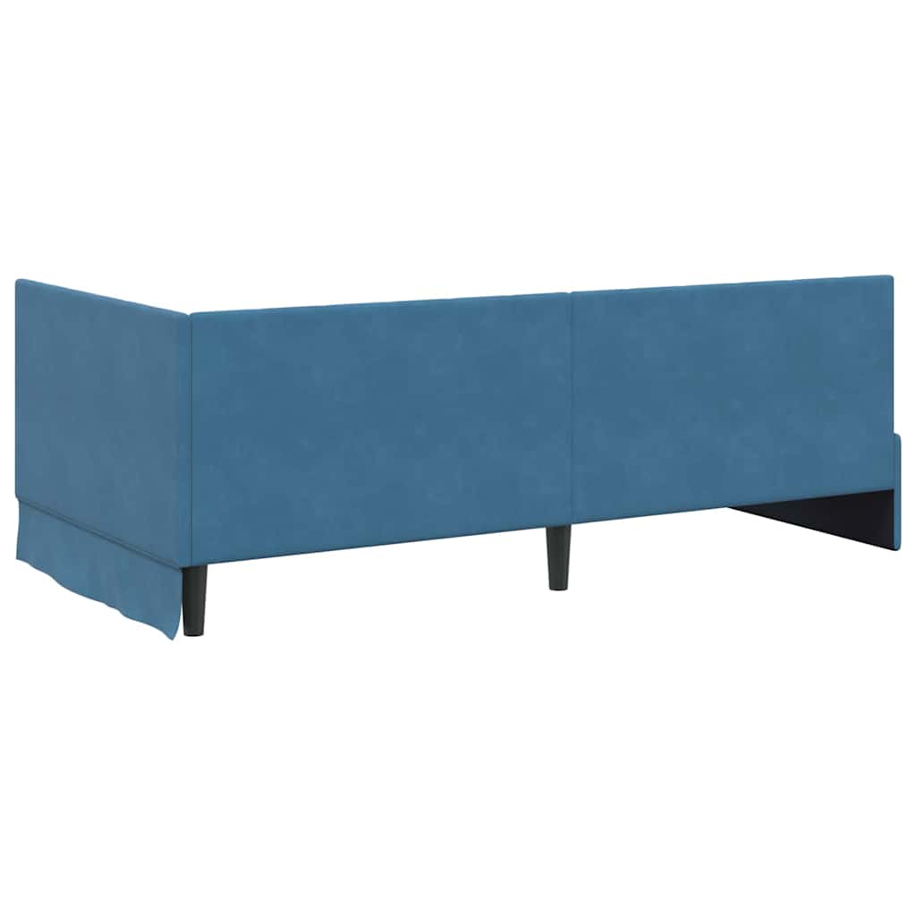 Kutni okvir kreveta s uzglavljem Plava 90 cm x 190 cm Baršun