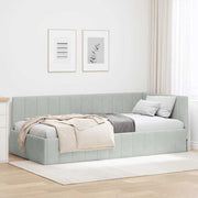 Kutni okvir kreveta Svijetlo siva 90 cm x 190 cm Baršun