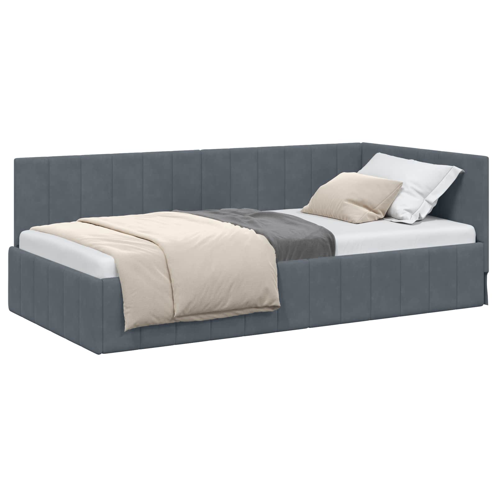 Kutni okvir kreveta Tamno siva 90 cm x 190 cm Baršun
