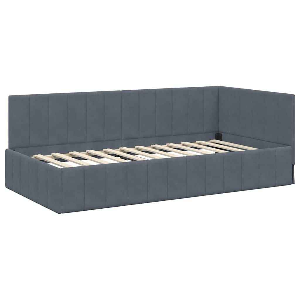 Kutni okvir kreveta Tamno siva 90 cm x 190 cm Baršun