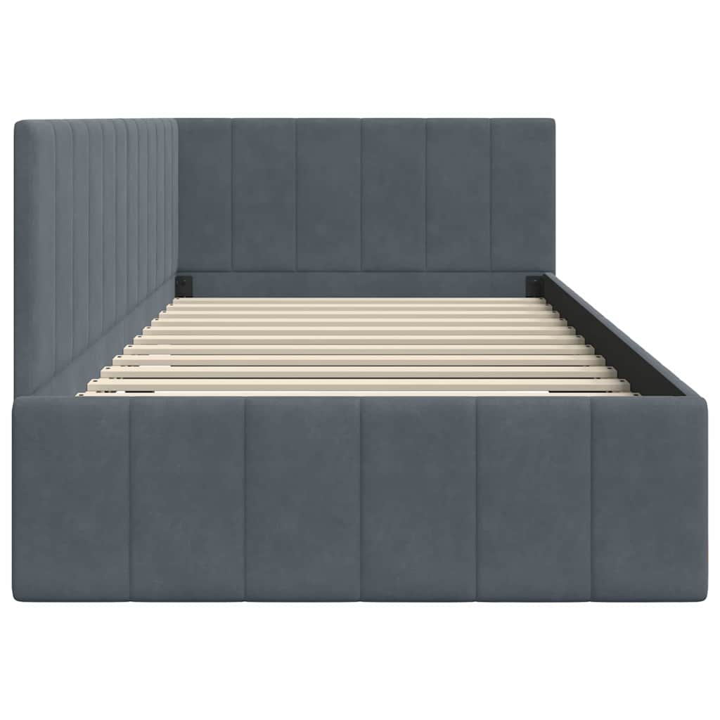 Kutni okvir kreveta Tamno siva 90 cm x 190 cm Baršun