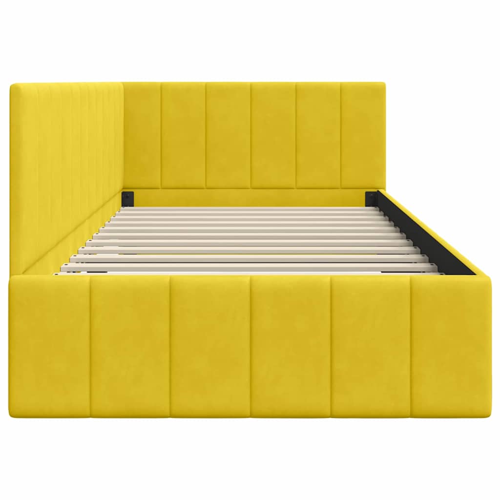 Kutni okvir kreveta s uzglavljem Žuta 90 cm x 190 cm Baršun