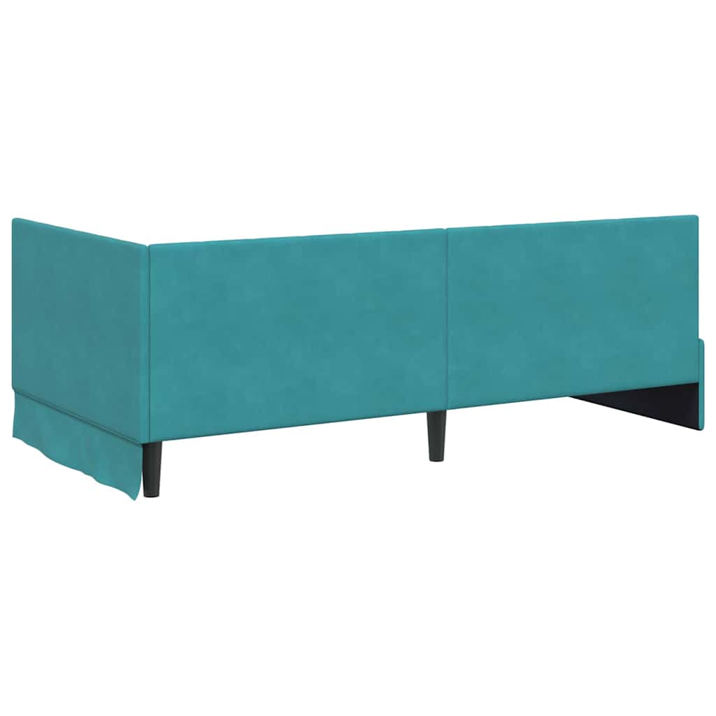 Kutni okvir kreveta s uzglavljem Tirkizna 90 cm x 190 cm Baršun