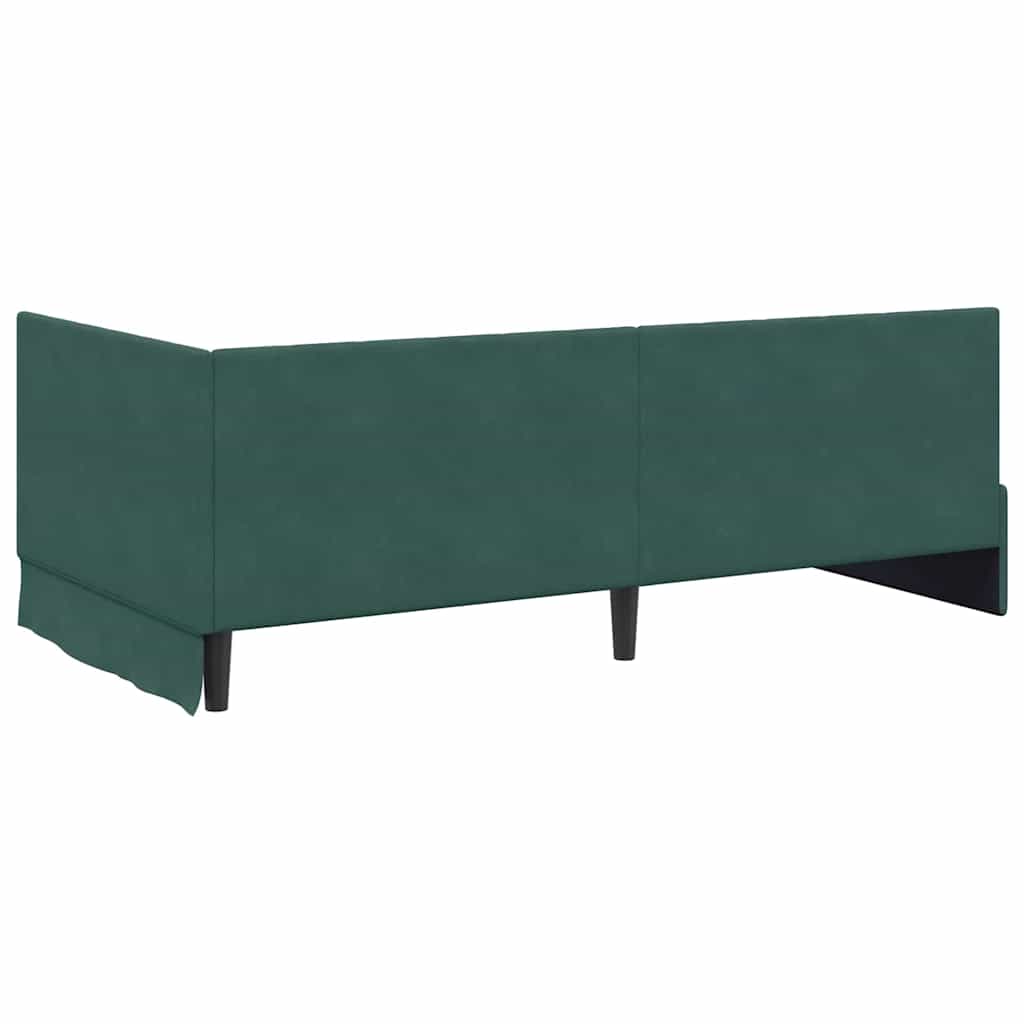 Kutni okvir kreveta Tamnozelena 90 cm x 200 cm Baršun