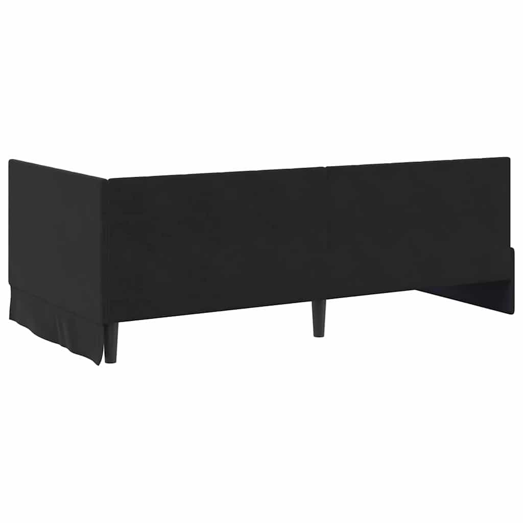 Kutni okvir kreveta s uzglavljem Crna 90 cm x 200 cm Baršun
