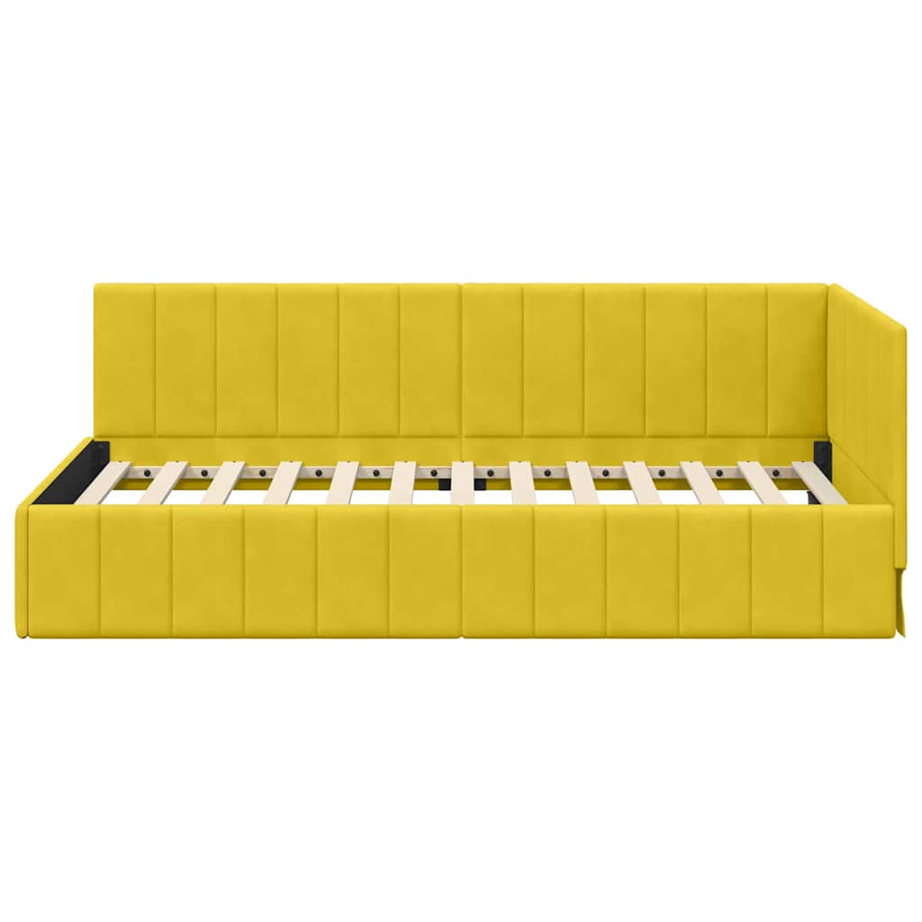 Kutni okvir kreveta s uzglavljem Žuta 90 cm x 200 cm Baršun