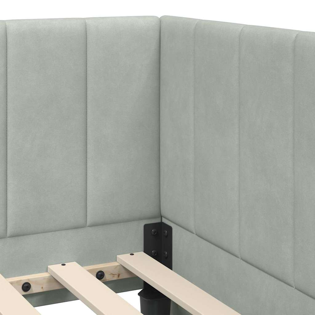 Kutni okvir kreveta Svijetlo siva 100 cm x 200 cm Baršun