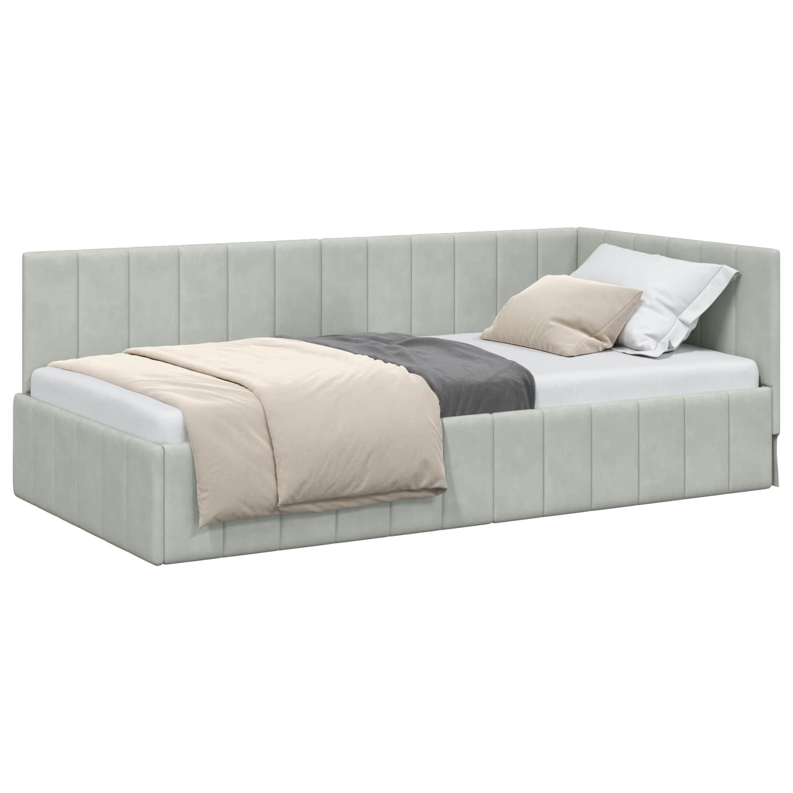 Kutni okvir kreveta Svijetlo siva 100 cm x 200 cm Baršun