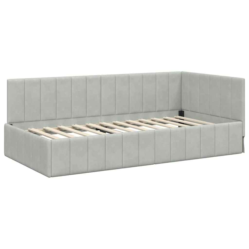 Kutni okvir kreveta Svijetlo siva 100 cm x 200 cm Baršun