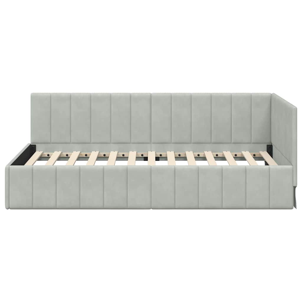 Kutni okvir kreveta Svijetlo siva 100 cm x 200 cm Baršun