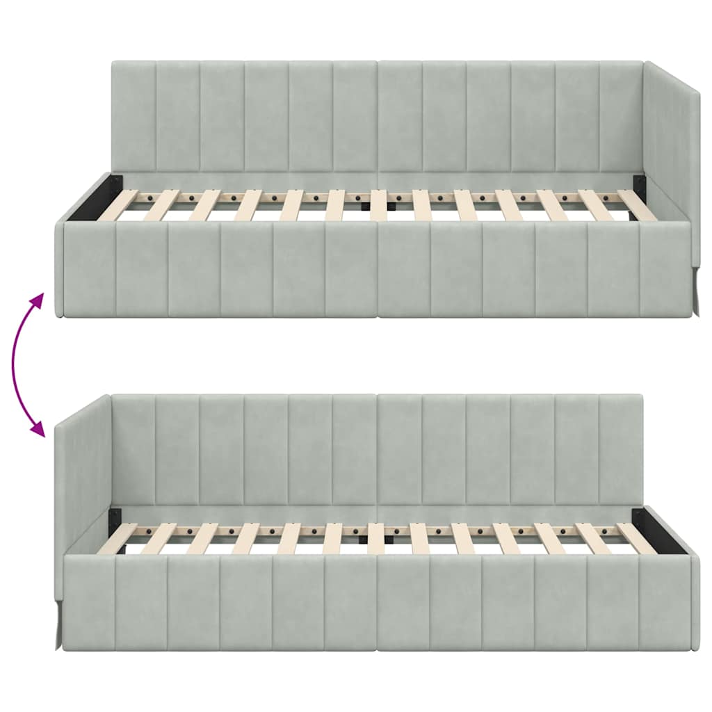 Kutni okvir kreveta Svijetlo siva 100 cm x 200 cm Baršun