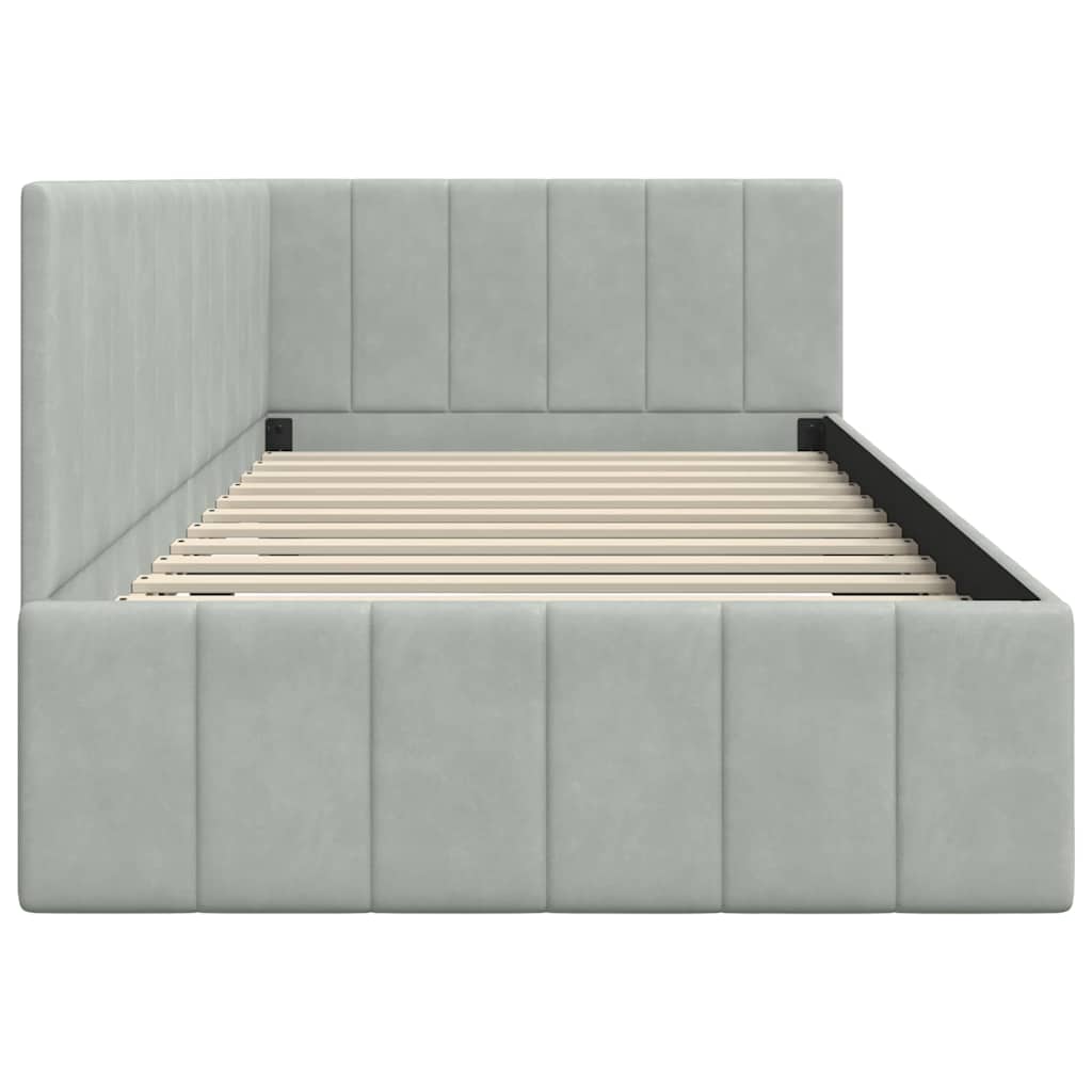Kutni okvir kreveta Svijetlo siva 100 cm x 200 cm Baršun