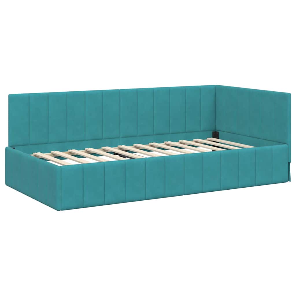Kutni okvir kreveta Tirkizna 100 cm x 200 cm Baršun