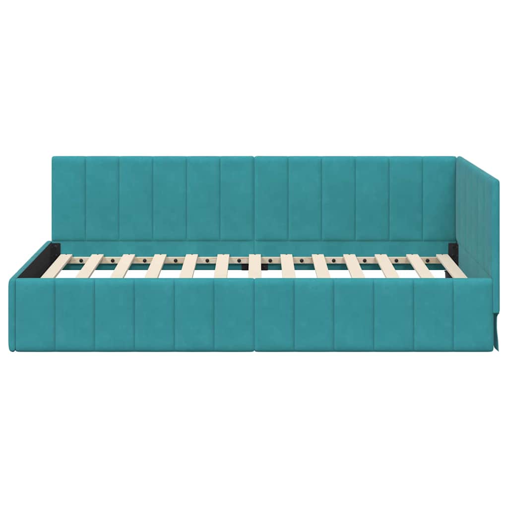 Kutni okvir kreveta Tirkizna 100 cm x 200 cm Baršun