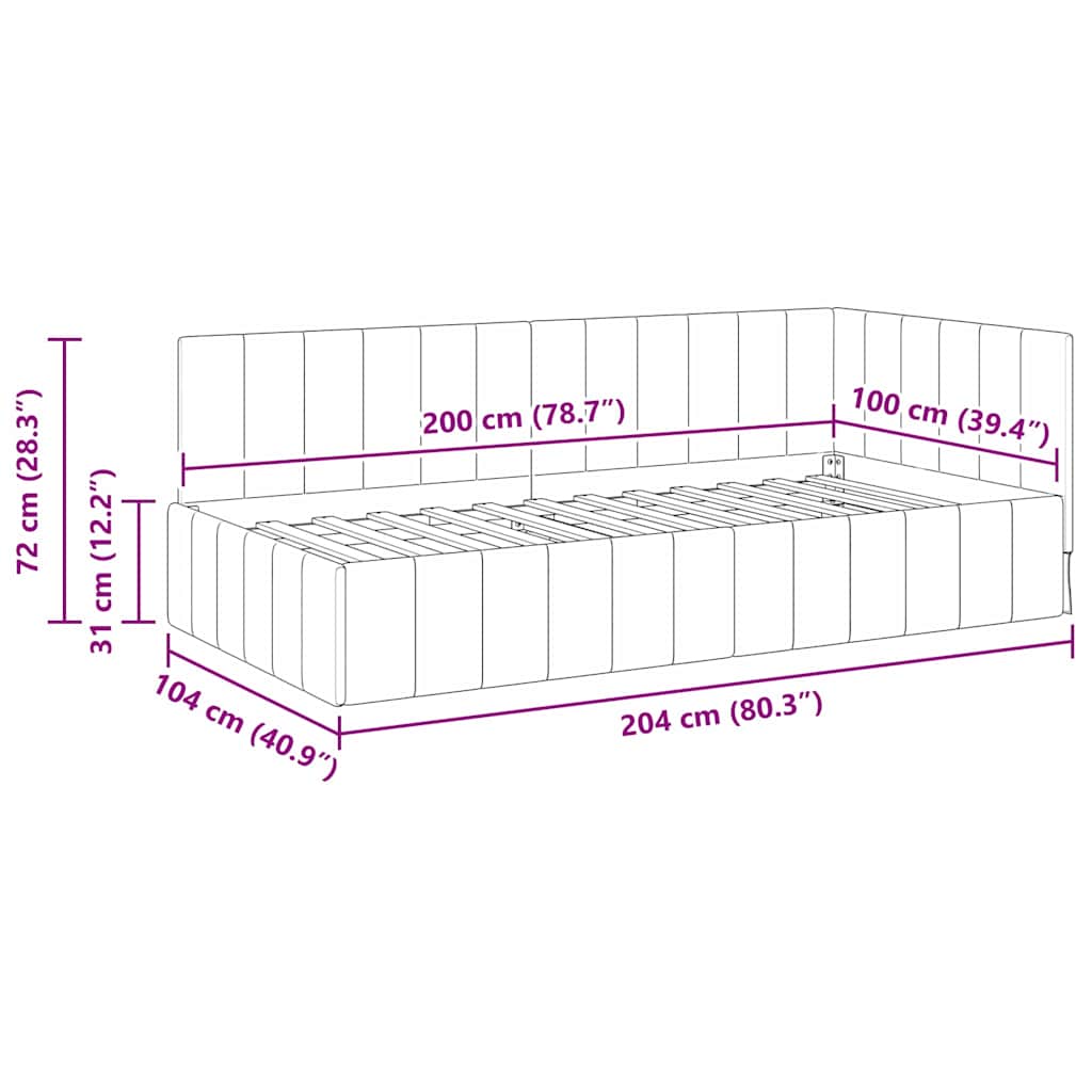 Kutni okvir kreveta Tirkizna 100 cm x 200 cm Baršun