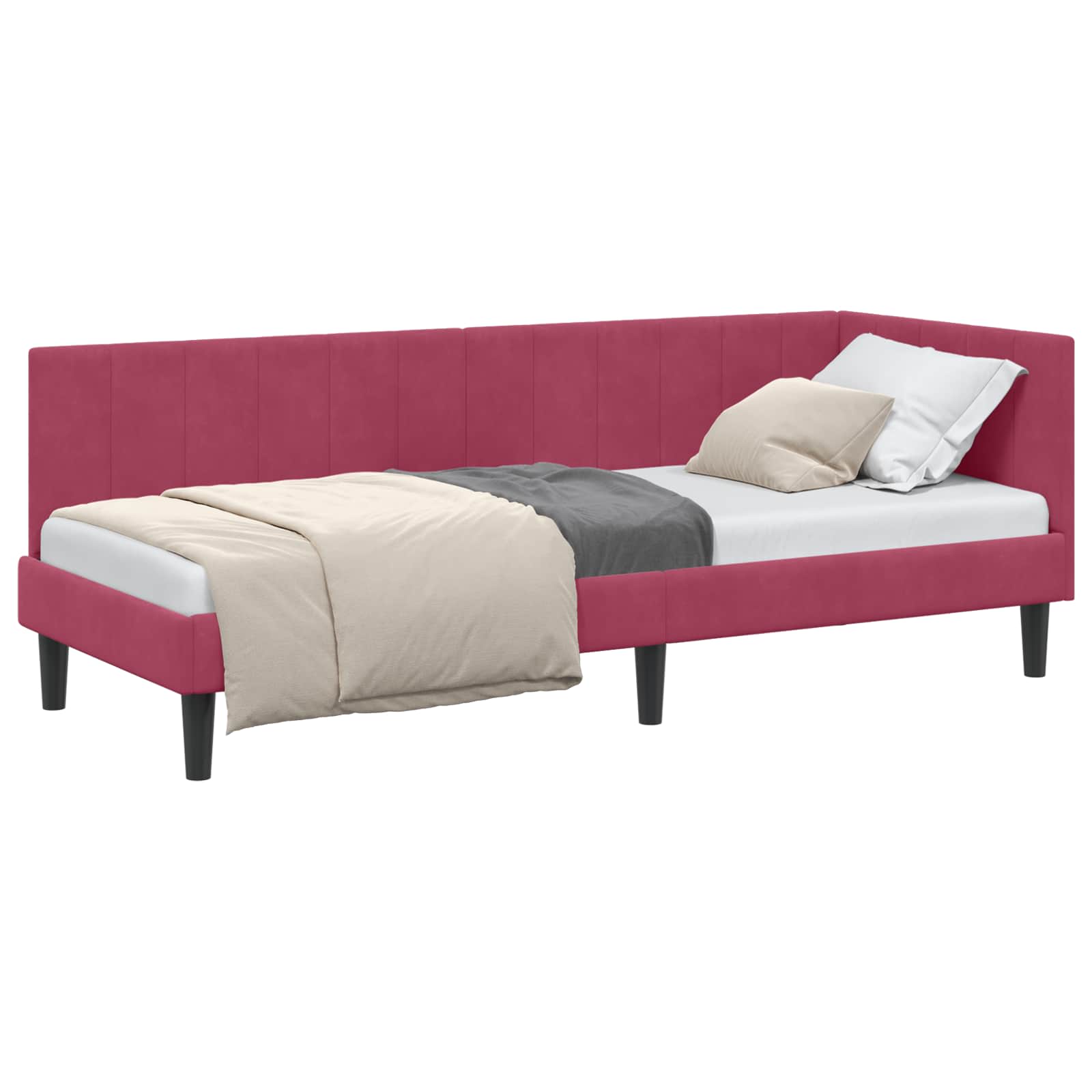 Kutni okvir kreveta Vinska crvena 80 cm x 200 cm Baršun