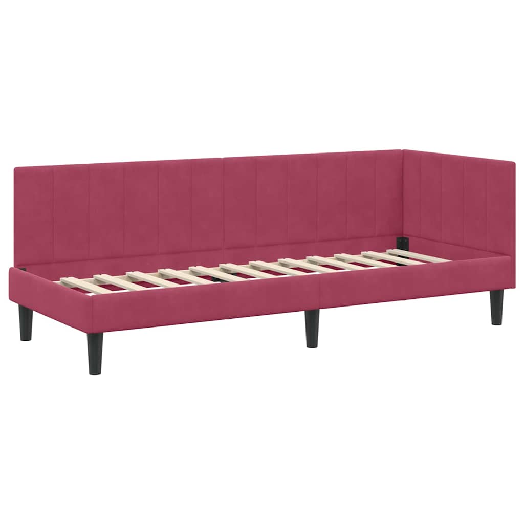 Kutni okvir kreveta Vinska crvena 80 cm x 200 cm Baršun