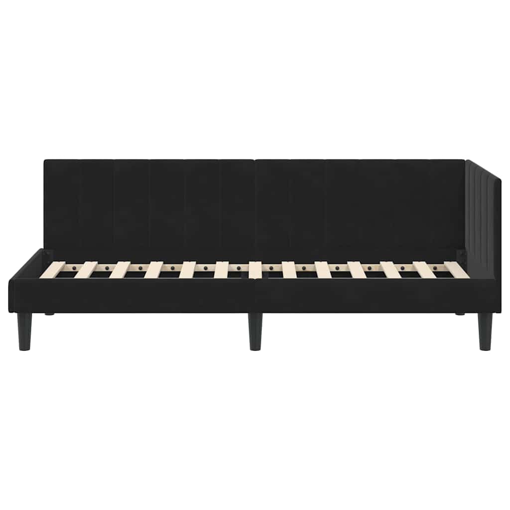 Kutni okvir kreveta s uzglavljem Crna 80 cm x 200 cm Baršun
