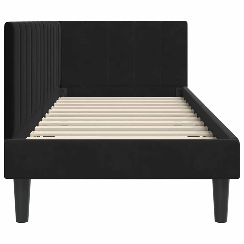 Kutni okvir kreveta s uzglavljem Crna 80 cm x 200 cm Baršun
