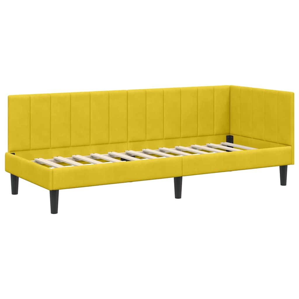 Kutni okvir kreveta s uzglavljem Žuta 80 cm x 200 cm Baršun