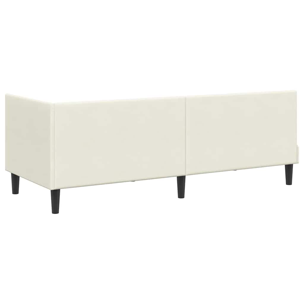 Kutni okvir kreveta s uzglavljem Krema 80 cm x 200 cm Baršun