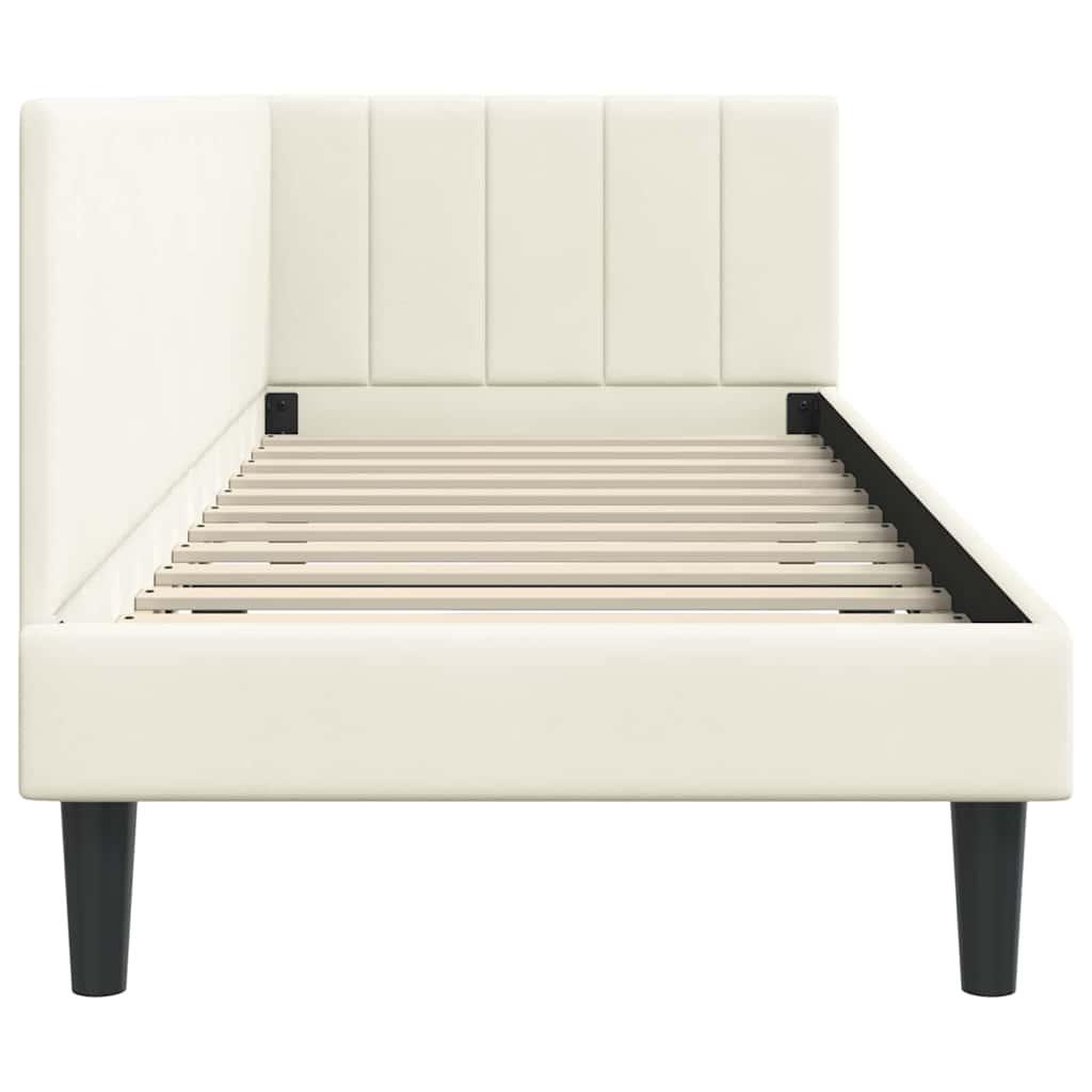 Kutni okvir kreveta s uzglavljem Krema 80 cm x 200 cm Baršun