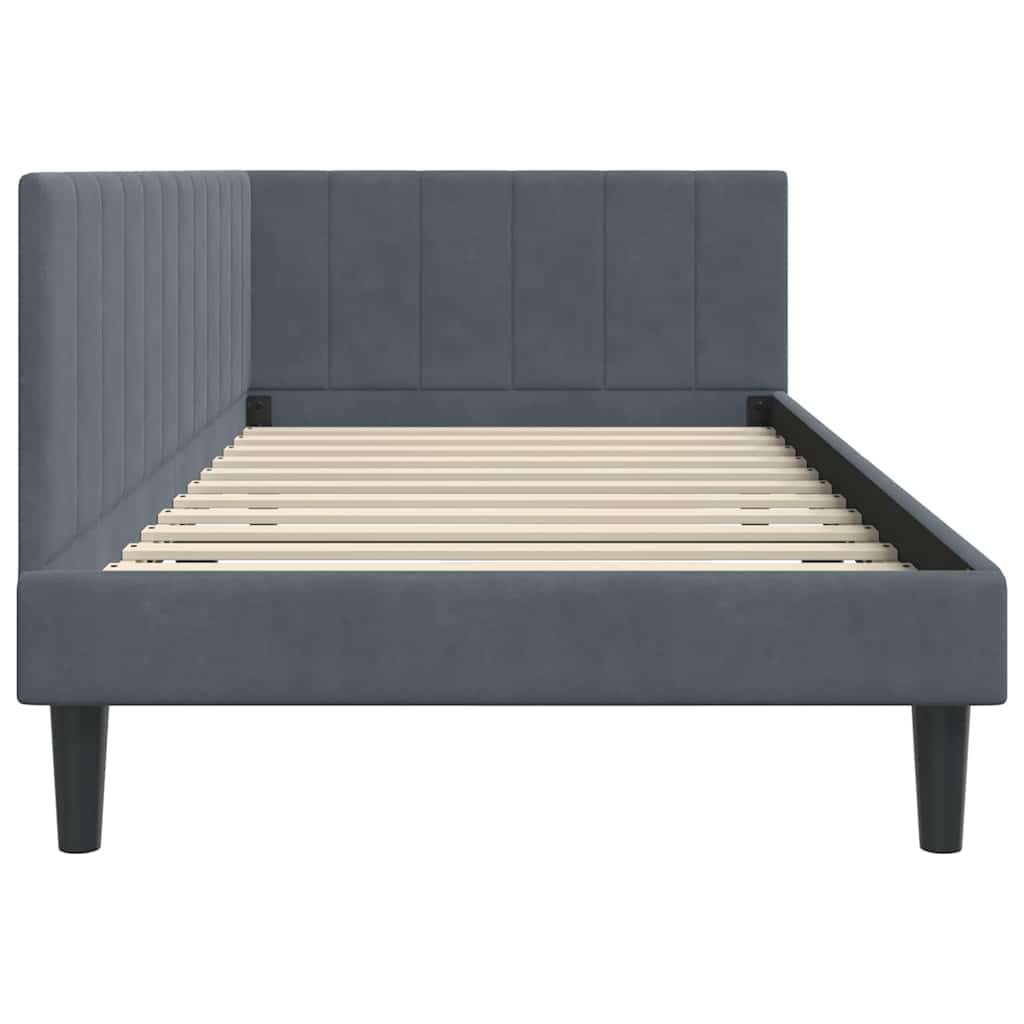 Kutni okvir kreveta Tamno siva 90 cm x 190 cm Baršun