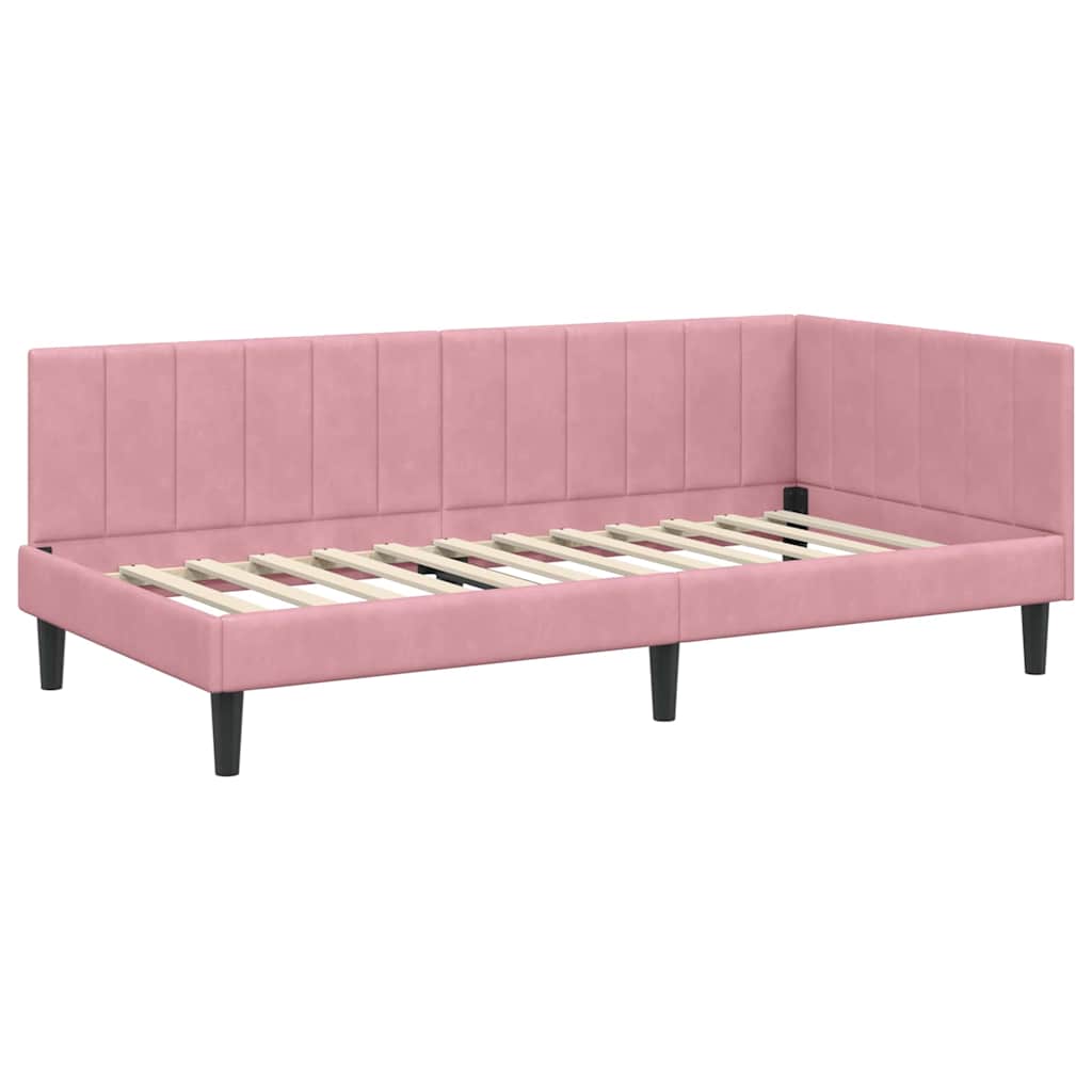 Kutni okvir kreveta Ružičasta 90 cm x 190 cm Baršun
