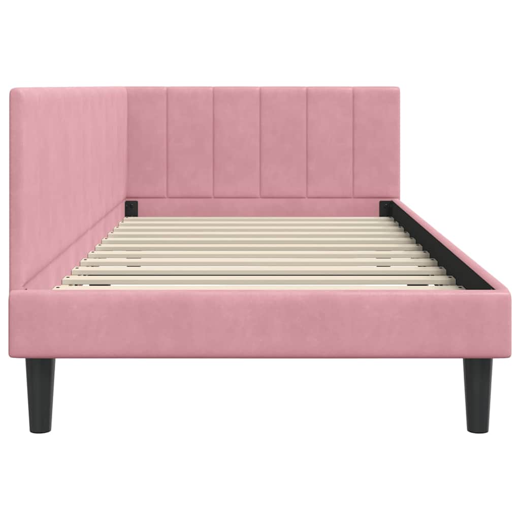Kutni okvir kreveta Ružičasta 90 cm x 190 cm Baršun