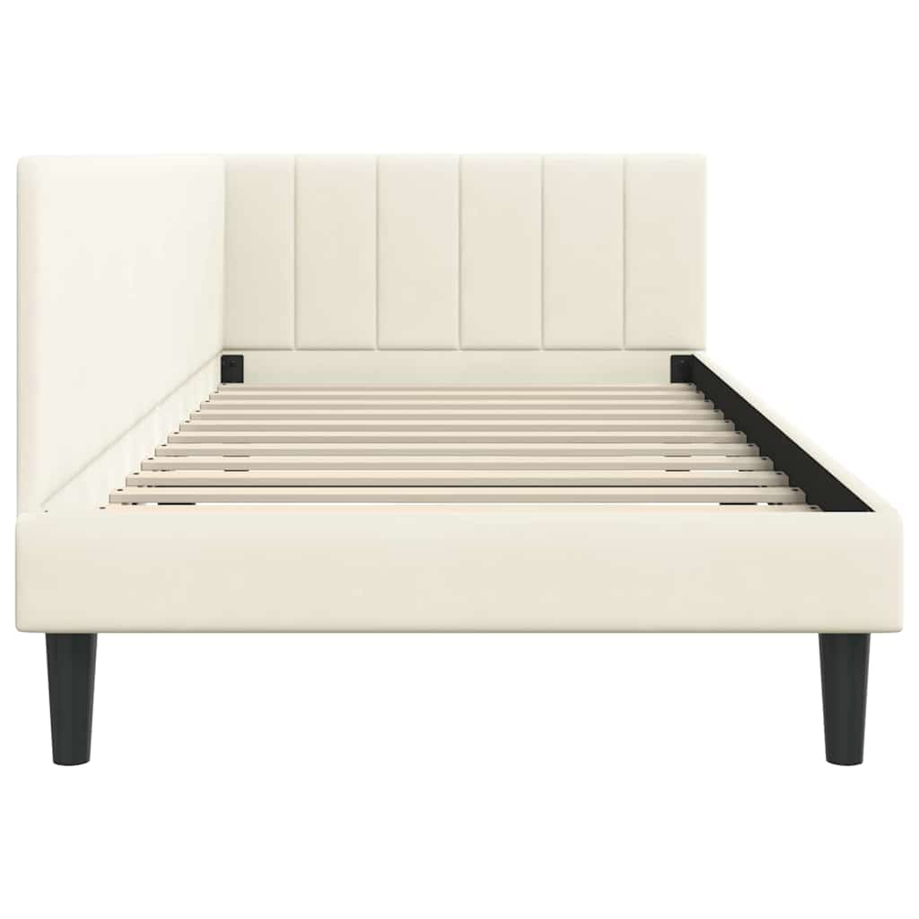 Kutni okvir kreveta s uzglavljem Krema 90 cm x 190 cm Baršun